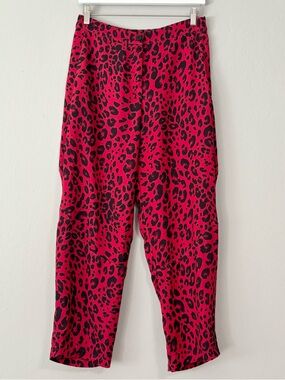 RUTI Red & Black Leopard Print The Wide Ish Pants Trousers